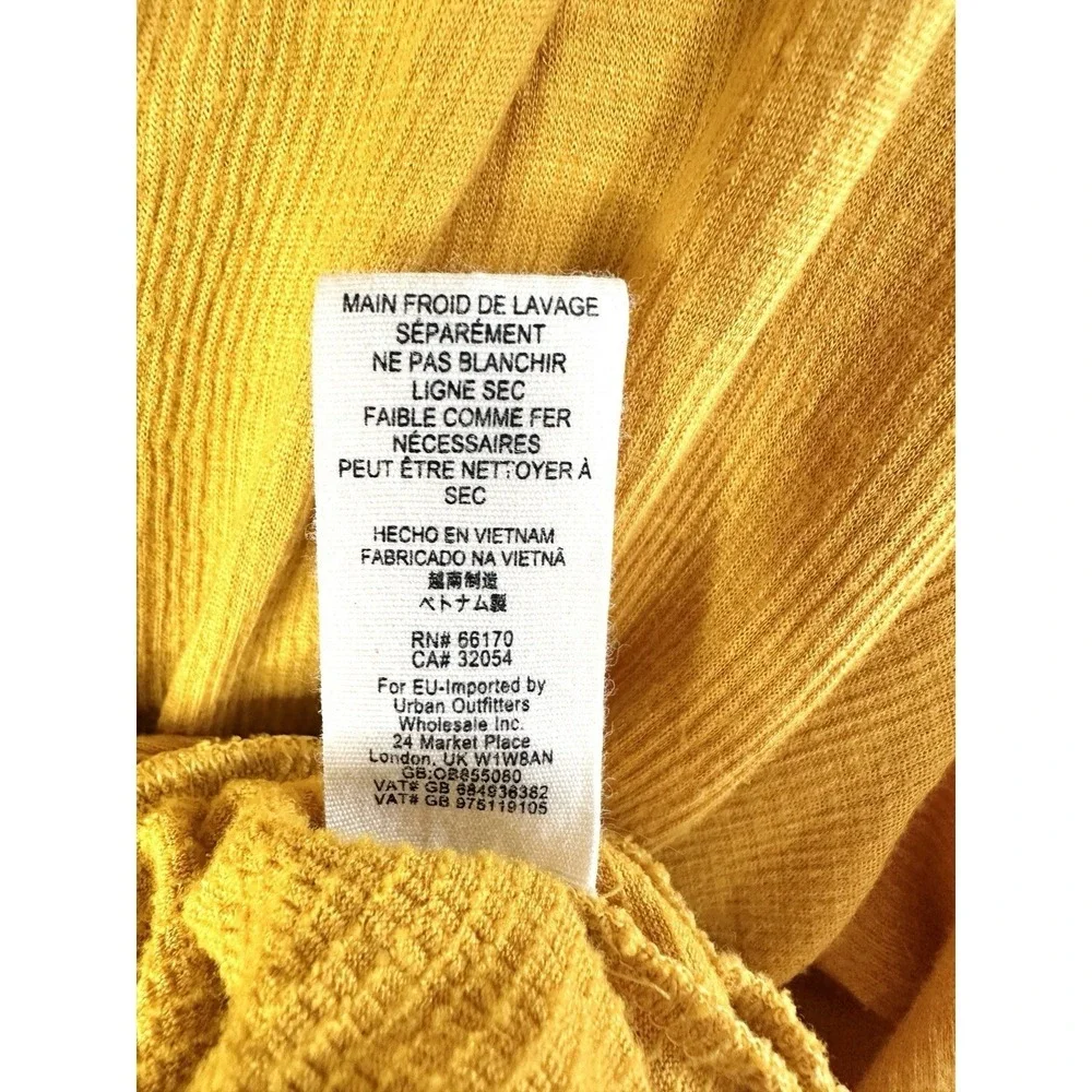 Free People Summer Struttin Mini Dress Golden Yellow Henley Waffle Ruffle Medium
